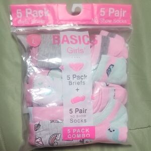 Asics Girls' Pink and Gray Briefs and Socks Combo